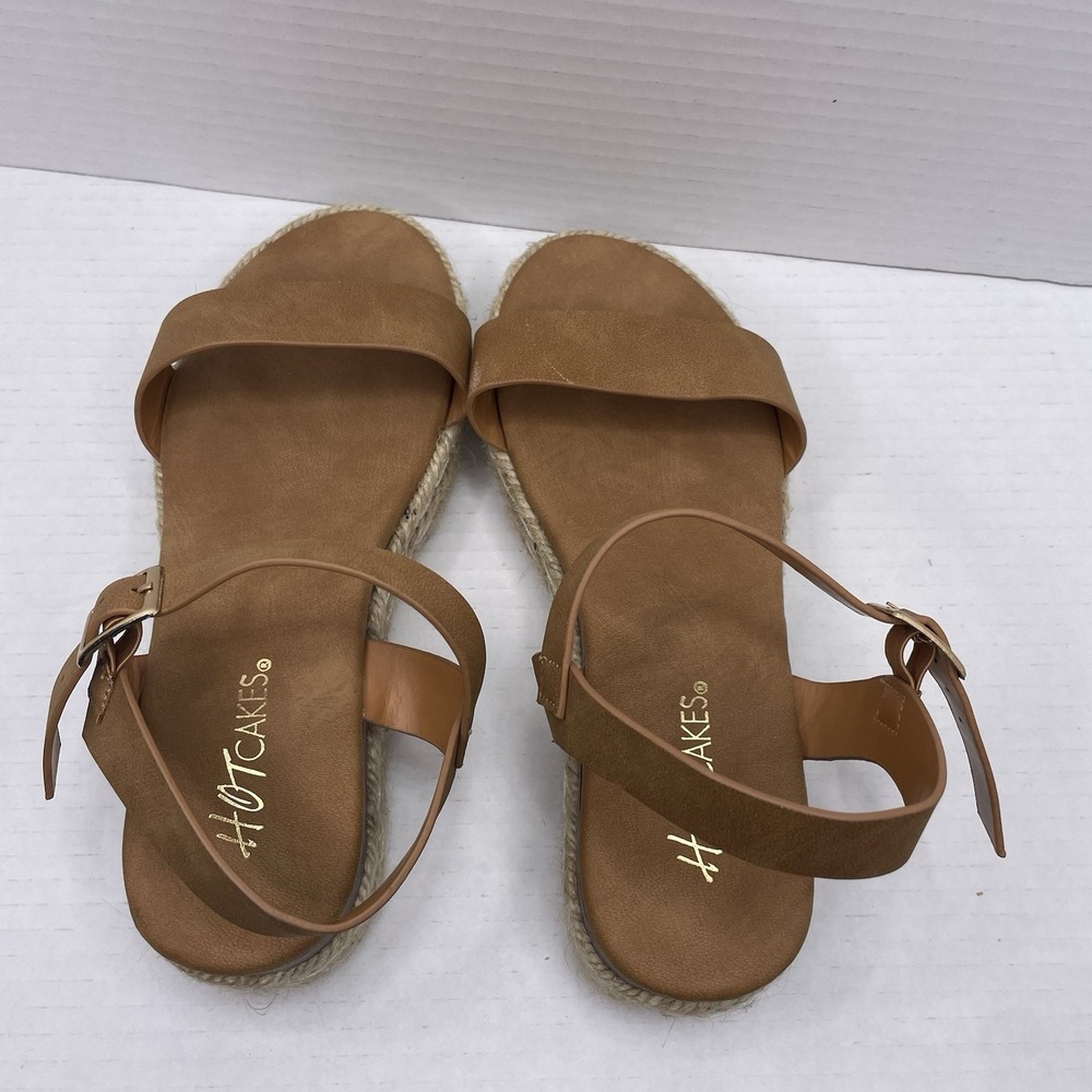 Youth Girl's Hotcakes Brown Buckle Sandals Size 4M Braided Rope Sole - Picture 6 of 10